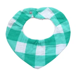 Bavoir bandana éponge carreaux verts - Les Inséparables