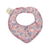 Bavoir bandana éponge fleuri bleu et rose