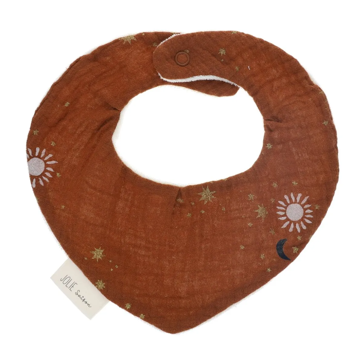 Bavoir bandana éponge marron étoiles - Curiosité du ciel