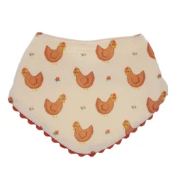 Bavoir bandana éponge poules - La petite poule rousse