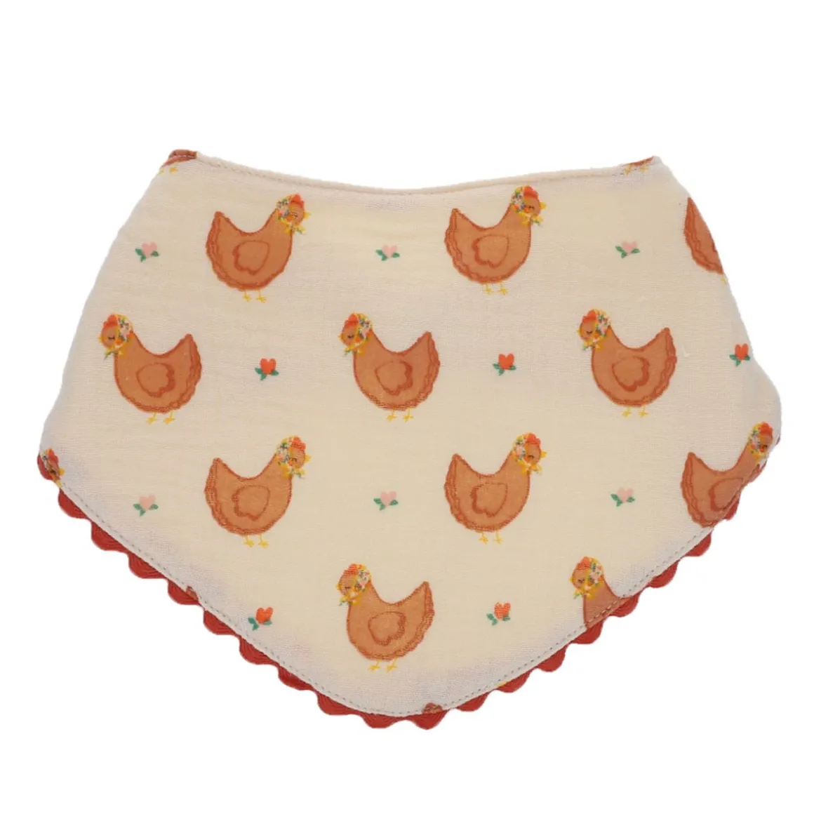 Bavoir bandana éponge poules - La petite poule rousse