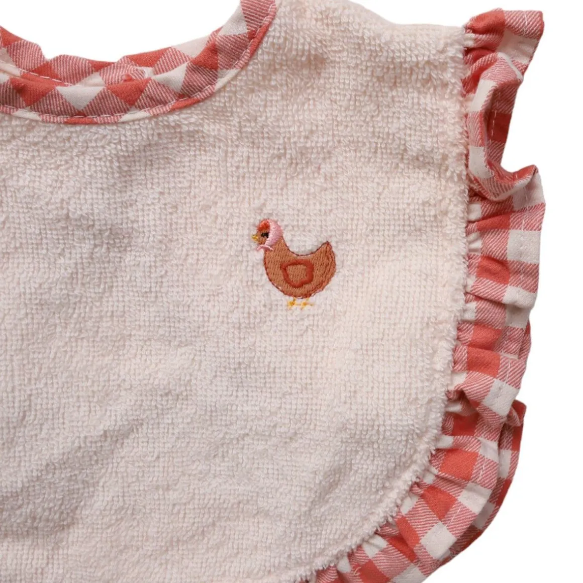 Bavoir froufrous vichy - La petite poule rousse