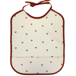 Bavoir imperméable cœurs terracotta