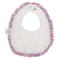 Bavoir rond fleuri bleu et rose
