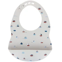 Bavoir silicone bateaux blanc