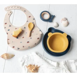 Bavoir silicone bateaux blanc