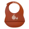 Bavoir silicone marron pommes - Petit déj