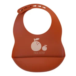 Bavoir silicone marron pommes - Petit déj