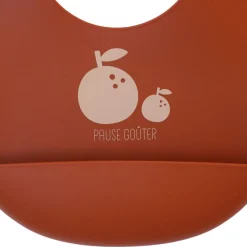 Bavoir silicone marron pommes - Petit déj