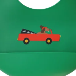 Bavoir silicone vert véhicule et chien - Croquette