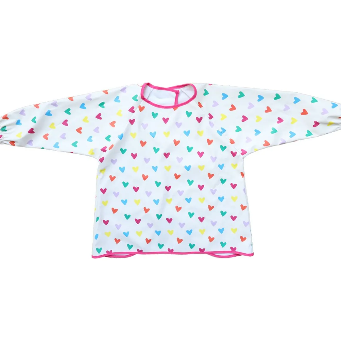 Bavoir tablier manches longues multicœurs 3-5 ans