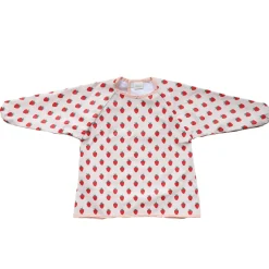 Bavoir tablier manches longues fraise 3-5 ans