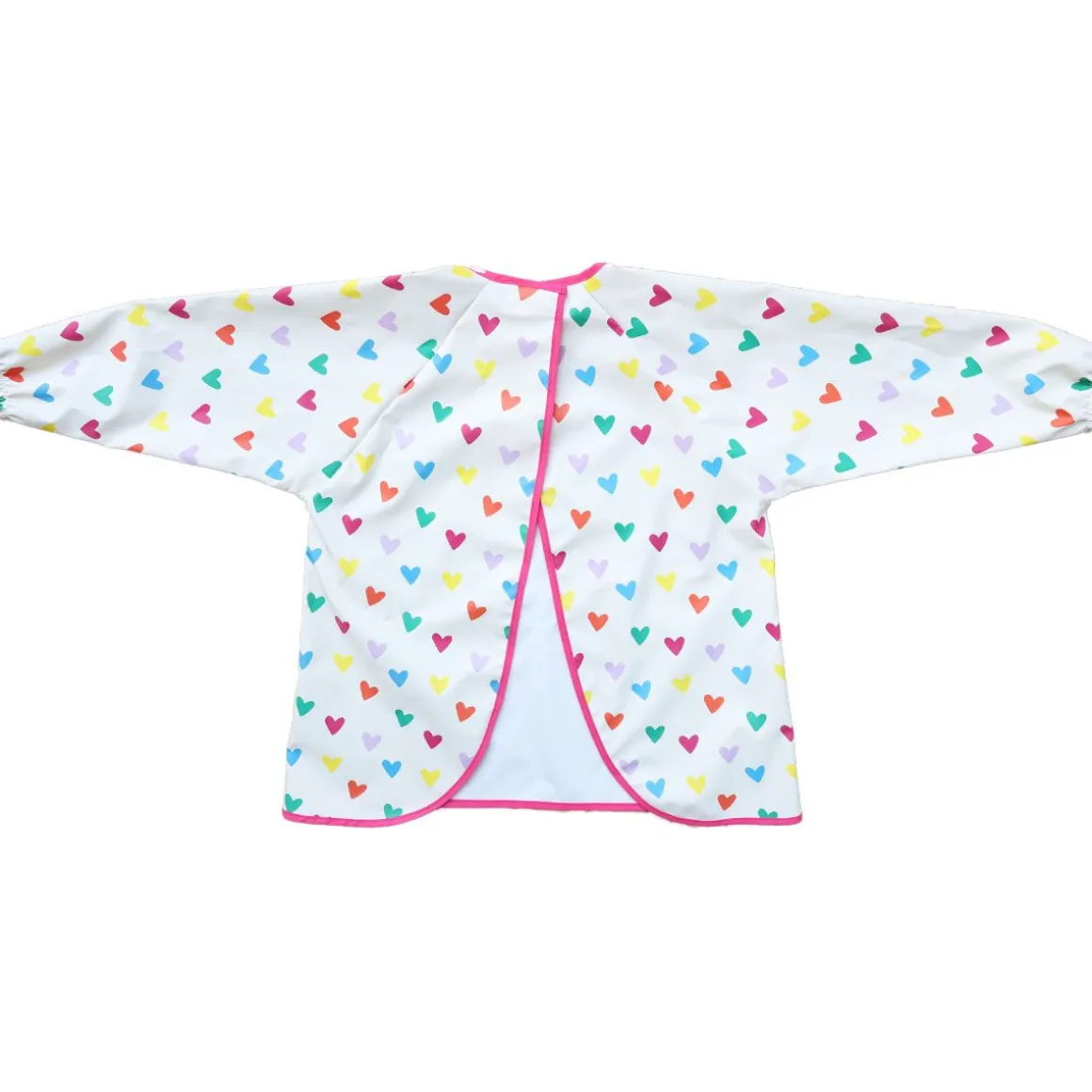 Bavoir tablier manches longues multicœurs 3-5 ans