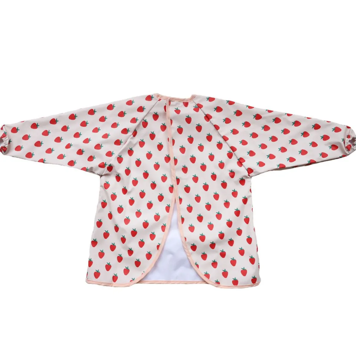 Bavoir tablier manches longues fraise 3-5 ans