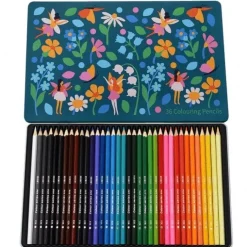 Boite de 36 crayons de couleur motifs fleurs
