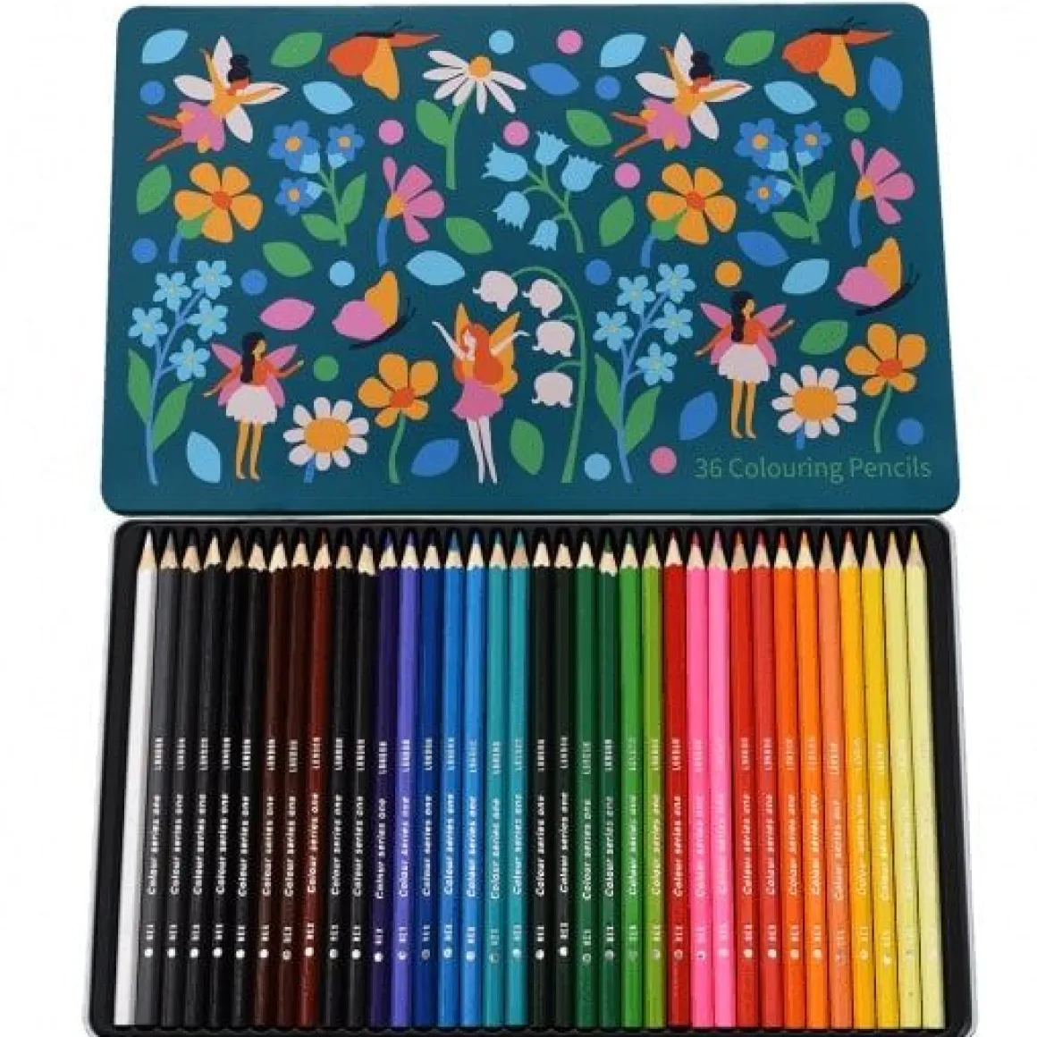 Boite de 36 crayons de couleur motifs fleurs