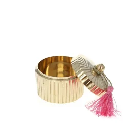Boite ronde striée doré - Grand modèle