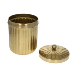 Boite ronde striée dorée - Grand modèle