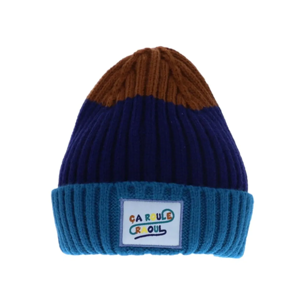 Bonnet enfant bleu et marron ça roule Raoul - A bicyclette