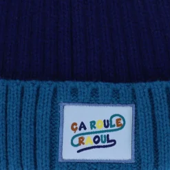 Bonnet enfant bleu et marron ça roule Raoul - A bicyclette
