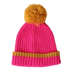 Bonnet enfant rose et moutarde - La vie en rose