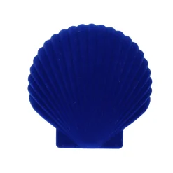 Boîte à bijoux velours grand coquillage bleu