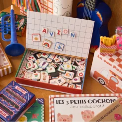 Boîte alphabet magnétique et images