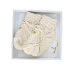 Boîte coffret naissance chaussons et bracelet