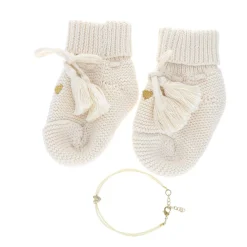 Boîte coffret naissance chaussons et bracelet