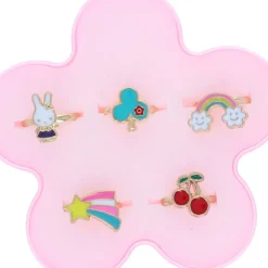 Boîte fleur 5 bagues motifs féériques