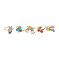 Boîte fleur 5 bagues motifs féériques