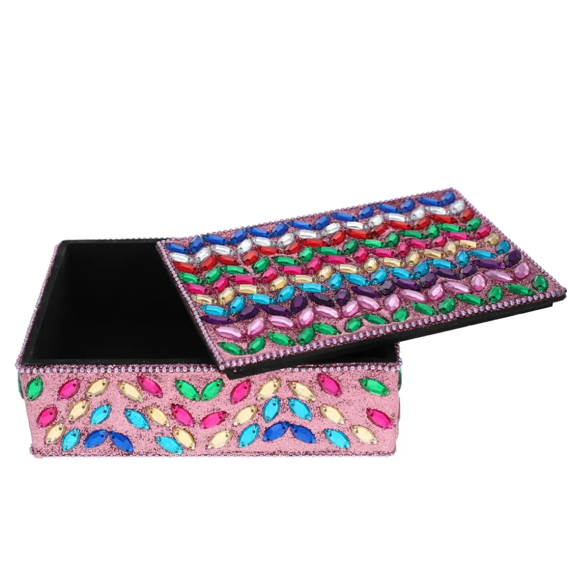 Boîte indienne rectangulaire rose