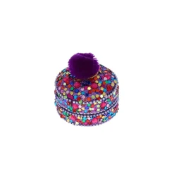 Boîte indienne ronde pompon lilas