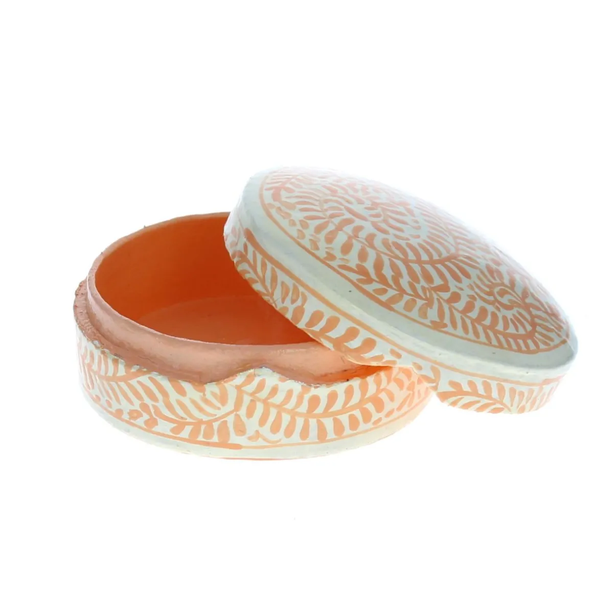 Boîte ronde à motifs orange