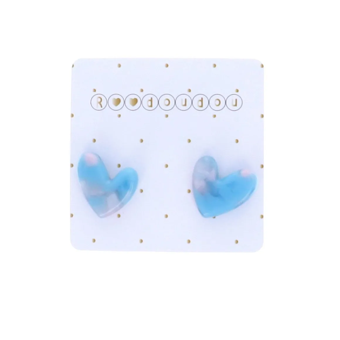 Boucles d'oreilles cœur bleu