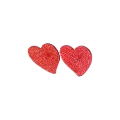 Boucles d'oreilles cœur rouge paillettes