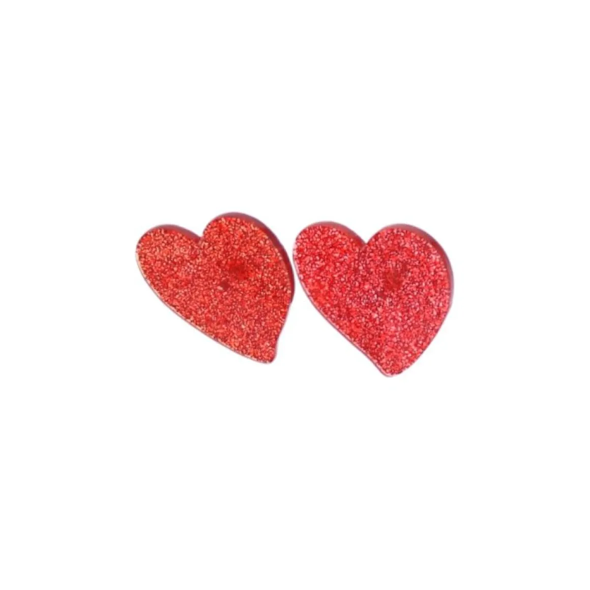 Boucles d'oreilles cœur rouge paillettes