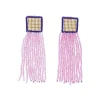Boucles d'oreilles en perles carré or et rose