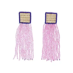 Boucles d'oreilles en perles carré or et rose
