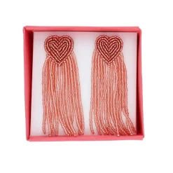 Boucles d'oreilles en perles cœur rose - Trouville