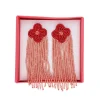 Boucles d'oreilles en perles fleurs rouges - Trouville