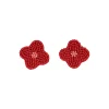 Boucles d'oreilles en perles fleurs rouges clips - Trouville