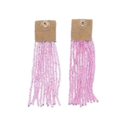 Boucles d'oreilles en perles carré or et rose