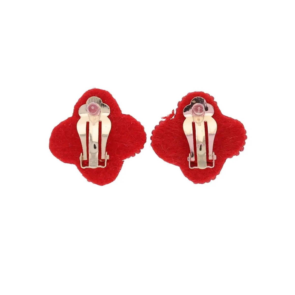 Boucles d'oreilles en perles fleurs rouges clips - Trouville