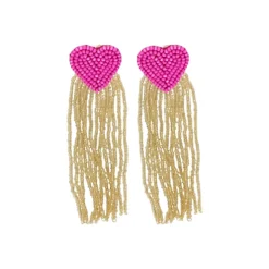 Boucles d'oreilles en perles cœur rose et or