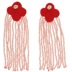 Boucles d'oreilles en perles fleurs rouges - Trouville