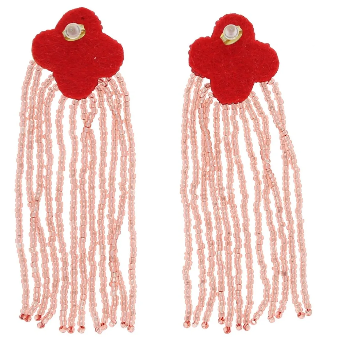 Boucles d'oreilles en perles fleurs rouges - Trouville