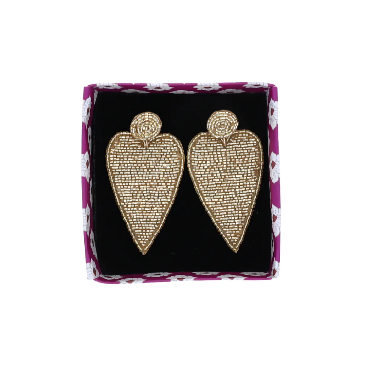 Boucles d'oreilles en perles cœur doré