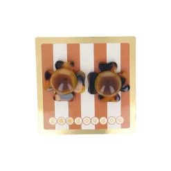 Boucles d'oreilles fleurs marron écaille de tortue