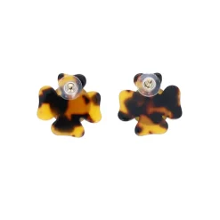 Boucles d'oreilles fleurs marron écaille de tortue